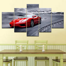 Artwork High Grade Red Sports Car Poster Home Decor Wall Art 5 Piece Picture Racing Car Canvas Painting HD Print Frame wallpaper 2024 - buy cheap