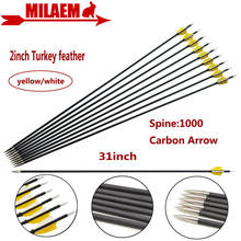 6/12pcs 31inch Archery Carbon Arrow Spine1000 Composite Carbon Fiber Arrow ID4.2mm 2"Turkey Feather Hunting Shooting Accessories 2024 - buy cheap