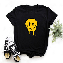 Mayos camiseta japonesa feminina de verão, gola redonda, estampa chique smile, punk, casual, estilo simples, camiseta estampada solta 2024 - compre barato