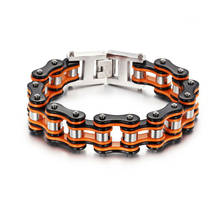 Men's Bracelets Bangles Orange Biker Bicycle Motorcycle Chain Link Bracelets for Men Stainless Steel Punk Jewelry dropshipping 2024 - buy cheap