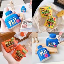 Cartoon fun M bean chocolate bluetooth earphone case for airpods 1 2 pro creative silicone earphone protective cover with hook 2024 - buy cheap
