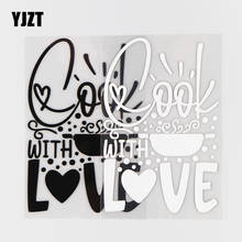 YJZT 9,9 × 15 см наклейка на машину «готовка с любовью», Виниловая наклейка, смешные Мультяшные аксессуары, черный/серебристый 4C-0353 2024 - купить недорого