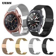 Pulseira de malha de metal uebn, pulseira para samsung galaxy watch 3 41mm 45mm e gear s3 frontier 2024 - compre barato