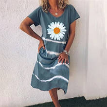 2021 Women Sundress Vintage V-Neck Long Maxi Dress Female Casual Pint Summer Dress Beach Boho Dresses Vestidos Robe 2024 - buy cheap