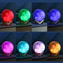 VKTECH 3D Print Star Moon Lamp Colorful 16 Color Changeable Touch Switch Night Light with Wooden Holder Starry Sky Moon Lamp Hot 2024 - buy cheap