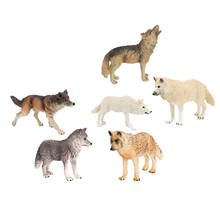 6x Wild Animal Toys Forest Wolf Figure Set Model Educational Toy for Kids 2024 - buy cheap