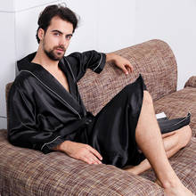 Men Luxury Silk Kimono Long Sleeve Plus 5XL Sleepwear Robe Oversized Satin Bathrobe Home Clothes 2024 - buy cheap