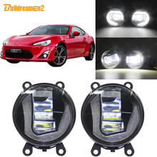 Buildreamen2 For Toyota GT86 86 Car 2 In 1 LED Projector Front Fog Light + DRL Daytime Running Lamp White 90mm 12V Accessories 2024 - buy cheap