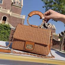 Elegant Female Weave Square Tote bag 2021 Fashion New High-quality Leather Women's Designer Handbag Chain Shoulder Messenger Bag 2024 - купить недорого