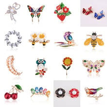 Broches de Metal para hombre y mujer, broche de aleación de esmalte púrpura, mariposa, Libélula, pájaro, diamantes de imitación, insectos, banquete, boda, regalos 2024 - compra barato