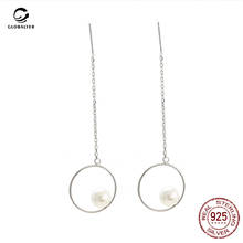 Korean fashion S925 sterling silver tassel long earrings Geometric chain ring circle Female temperament ear jewelry 034 2024 - buy cheap