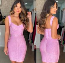 2020 New Arrival Purple Bandage Dress Sexy Spaghetti Straps Mini Woman Bodycon Dress Vintage Vestios Bandagem Elegant Celebrity 2024 - buy cheap