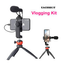 Eachshot CVM-VM10II microfone vlog kit com tripé titular do telefone mic para smartphone iphone android kit de fluxo ao vivo 2024 - compre barato