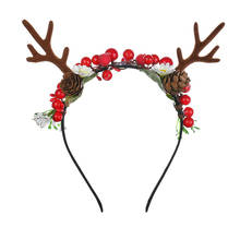 Red Beads Reindeer Christmas Headbands Reindeer Costume Hair Bands Hair Accessories Gifts for Christmas Halloween Party Holiday 2024 - buy cheap