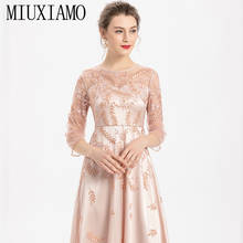 MIUXIMAO 2020 Summer Dress Runway Design Casual Dress Women Flower Embroidery Netting Elegant Slim Vintage Dress Women Vestidos 2024 - buy cheap