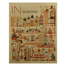 Shanghai's day, novidade, impressão criativa simples, retro, nostálgico, papel kraft, pôster de decoração de casa, pintura, adesivos de parede 2024 - compre barato