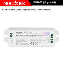 Fut035 (atualizado) dc12v 24 24v duplo branco led lâmpada fita dimmer miboxer 2.4ghz 4-zone temperatura de cor led luz de tira controlador