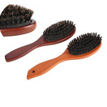 New Arrival Hair Brush Wood Handle Boar Bristle Beard Comb Styling Detangling Straighten Brown Lotus Boar Bristles Massage Comb 2024 - buy cheap