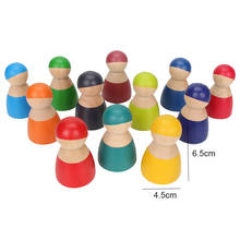 Bloques coloridos de arcoíris para bebé, muñecos de bolas de madera, accesorios de apilador de arcoíris, bloques de madera, juguete Montessori para niños 2024 - compra barato