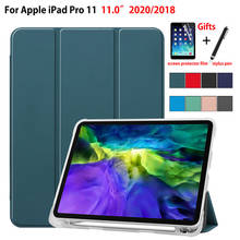 Case For iPad Pro 11 2020 2018 Smart Cover Funda With Pencil Holder TPU Silicone tri-folding Stand Shell Capa +Gift 2024 - buy cheap