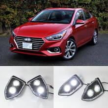 Llevó la lámpara de niebla para Hyundai Solaris acento 2017, 2018, 2019, 2020 coche DRL lámpara impermeable ABS 12V luz LED de conducción diurna 2024 - compra barato