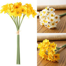Ramo de flores artificiales de Narciso para decoración del hogar, Mini flores falsas de seda para boda, 6 cabezas 2024 - compra barato