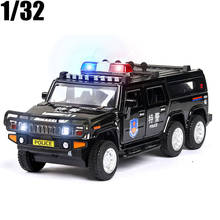 1:32 Lengthen Hummer Police Model Car Diecast Toy Vehicles With Sound Light Alloy Toy Car Kid Toys Christmas Free Shipping 2024 - buy cheap