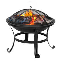 Portable Courtyard Metal Fire Bowl 22" Curved Feet Iron Brazier Wood Burning Fire Pit Decoration for Backyard Poolside 2024 - buy cheap