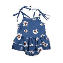 Newborn Baby Girls Daisy Flower Romper Dress Tie Up Sling Sleeveless Printed Ruffle Layered Skirt Playsuit 0-24M 2024 - buy cheap