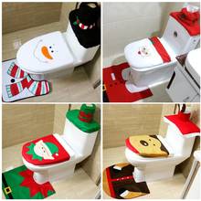 3Pcs Christmas Santa Snowman Elk Bathroom Toilet Seat Tank Cover Cap Mat Decor Toilet Seat Cover Set Bathroom Decor Christmas 2024 - buy cheap