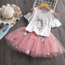 Vestido de princesa de unicornio para niñas pequeñas, ropa de gasa de verano, vestidos de encaje para niños, fantasía, unicornio, menina 2 y 6 años 2024 - compra barato