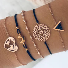 Woozu-Pulseras de cadena de piedra triangular negra para mujer, brazaletes bohemios, con mapa de Luna Dorada, regalos de joyería 2024 - compra barato