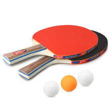 Raquete de tênis de mesa bat paddle 2 jogador conjunto 2 raquetes de tênis de mesa morcegos com 3 bolas de ping pong para a escola casa raquete de ping pong 2024 - compre barato