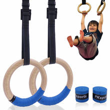 Wooden Gymnastic Rings for Kids 25mm Gym Ring with Adjustable Straps Buckles Indoor Fitness Crossfit Home Playground Gym Pull-up 2024 - купить недорого