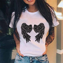 Camiseta con estampado en el pecho para mujer, camiseta de manga corta con cuello redondo, camiseta Harajuku sencilla para mujer 2024 - compra barato