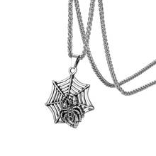 BONISKISS Retro Mens Necklaces Halloween Spider Web Pendant Necklace Men Jewelry Gift Silver Color Punk Rock Gothic Necklace 2024 - buy cheap