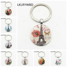 Lklrywbd/vintage torre eiffel moda chaveiro chaveiro jóias pingente de vidro convexo chaveiro 2024 - compre barato