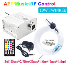 Luminária de teto fibra ótica com controle de música, 10w, rgbw, led, com cabo de fibra ótica de 3m, bluetooth, app e controle rf 2024 - compre barato