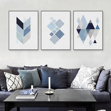 Abstrato azul forma geométrica arte impressão do vintage cartaz minimalista hipster parede arte imagem nórdico decoração da casa pintura sem moldura 2024 - compre barato