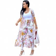 Summer Autumn 2 Piece Set Women Cardigan Long Trench Tops And Bodycon Pant Suit Casual Clothes Boho Sexy Two Piece Outfits 2020 2024 - buy cheap