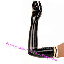 Hot Sexy Women Latex Long Gloves Fetish with Black with White Frilled Lady Gloves Custom Made XS-XXL 2024 - buy cheap