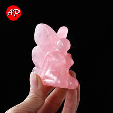 1pcs High quality Pink Crystal Butterfly elves Healing Stones Specimen Hand carved ornaments for gifts 2024 - buy cheap