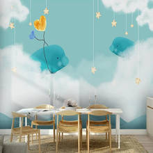 Milofi papel de parede 3d personalizado pintado à mão quarto das crianças baleias amor do mar quarto de desenhos animados mural decoração papel de parede 2024 - compre barato