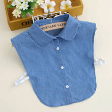 Женская хлопковая рубашка с воротником-стойкой, воротник-обманка, отложной воротник, однотонный съемный воротник 2024 - купить недорого