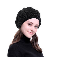 Women Fashion Elegant Sweet French Style Women Ladies Chenille Material Beret Female Winter Cap Silver Gold Knitted Warm Hat 2024 - buy cheap