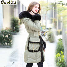 Boollili Women's Down Jacket Long Winter Coat Women Hooded Real Fox Fur Collar Korean Thick Duck Down Jackets Mink Fur 2024 - buy cheap