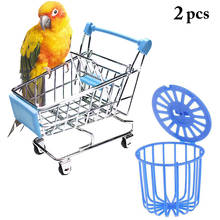 Legendog carrinho de compras para pássaros, mini carrinho de compras criativo, brinquedo de papagaio com cesta de comida, brinquedos de treinamento engraçados, acessórios de pássaros 2024 - compre barato