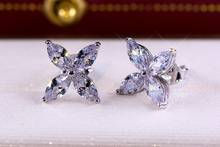 2020New Lucky Four-leaf Flower Earrings AAAAA Shiny Zircon Wedding Engagement Party Fashion Earring Bride Jewelry Accessoires 2024 - buy cheap