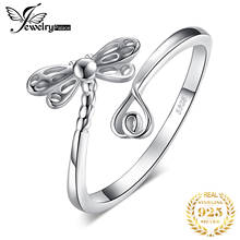 JewelryPalace Dragonfly Heart Love 925 Sterling Silver Open Adjustable Band Stackable Cuff Wrap Thumb Finger Rings for Women 2024 - buy cheap