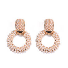 Fashion Imitation Pearls Earrings Women Geometric Round Square Drop Earrings Female Brand Statement ZA Earrings Jewelry 2019 2024 - buy cheap